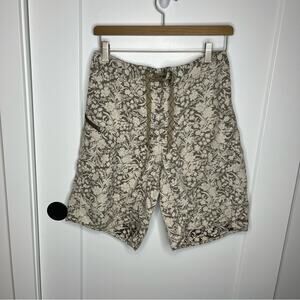 Patagonia Tan Brown Tropical Floral Waist Tie Swim Shorts Size 30